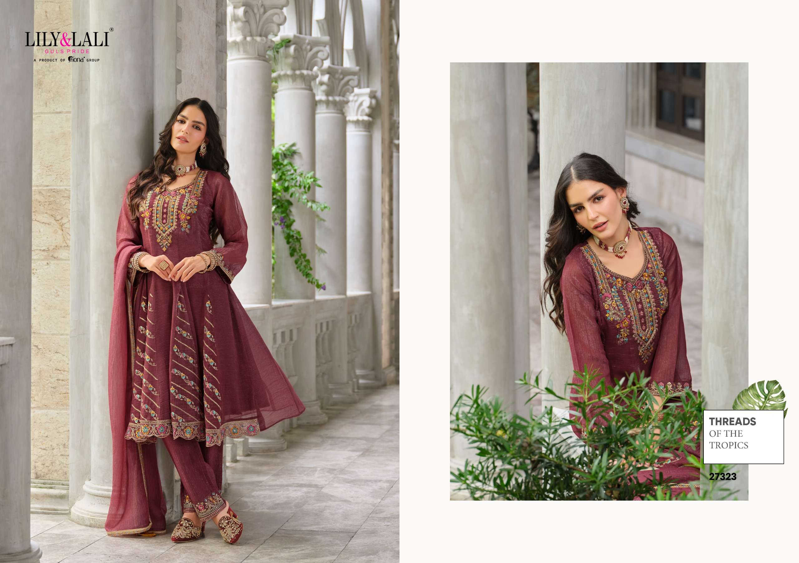LILY & LALI AASMA FESTIVAL COLLECTION SILK WITH KALI WORK SUIT WHOLESALER SHOP